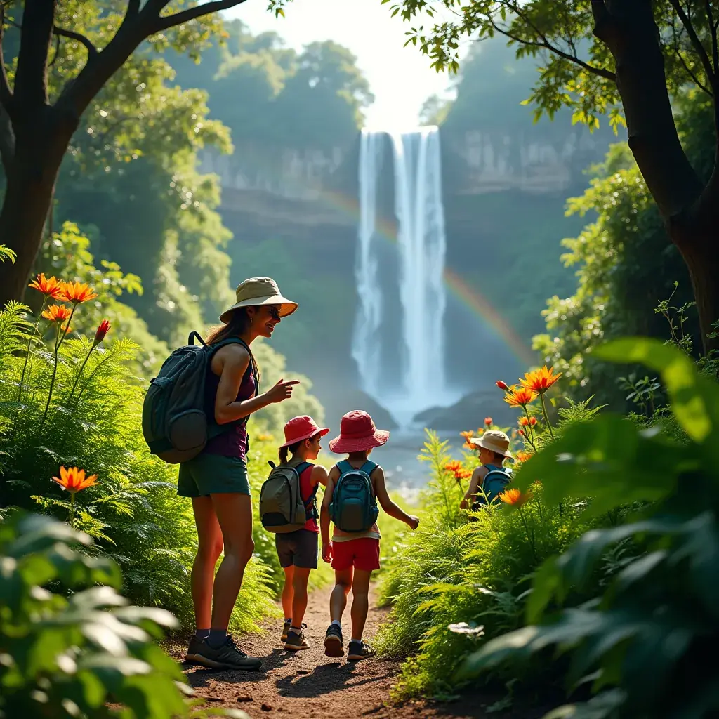 Grupa osób uczestnicząca w wycieczce po wulkanie z przewodnikiem.